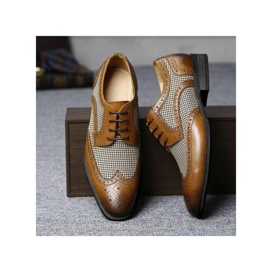 Banagat Hommes Mariage Formel Entreprise Chaussures Lacets Marron