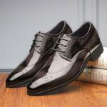 Men's Fashion Luxury Brogue Leather Shoes Quality Business Formal Shoes-Black