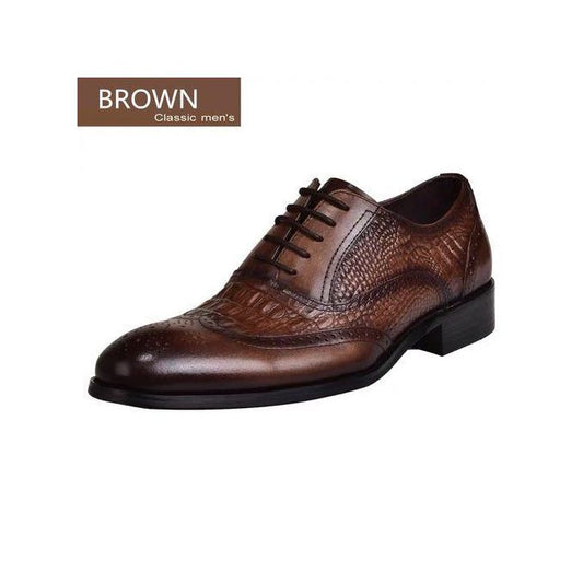 Chaussures Souliers Pour Homme - Motif Croco - Marron