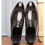 Men's Fashion Luxury Brogue Leather Shoes Quality Business Formal Shoes-Black