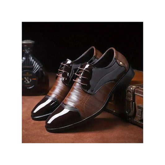 Hommes Formelle Mariage Entreprise Chaussures Lacets Patchwork Couleur Marron