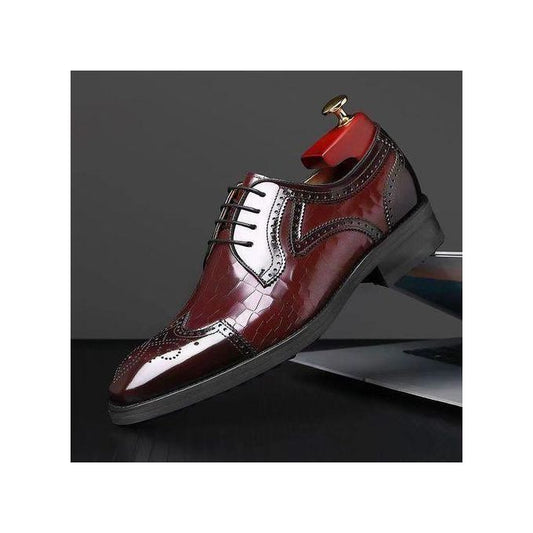 Hommes Formelle Mariage Entreprise Chaussures En Simili Cuir Lacets Marron