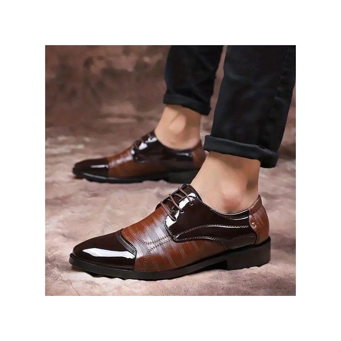 Hommes Formelle Mariage Entreprise Chaussures Lacets Patchwork Couleur Marron