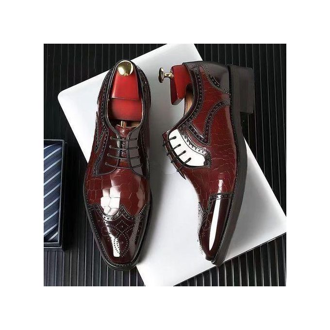 Hommes Formelle Mariage Entreprise Chaussures En Simili Cuir Lacets Marron