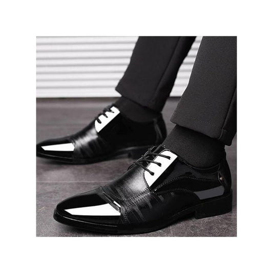 Hommes Formelle Mariage Entreprise Chaussures Lacets Patchwork Couleur Noir