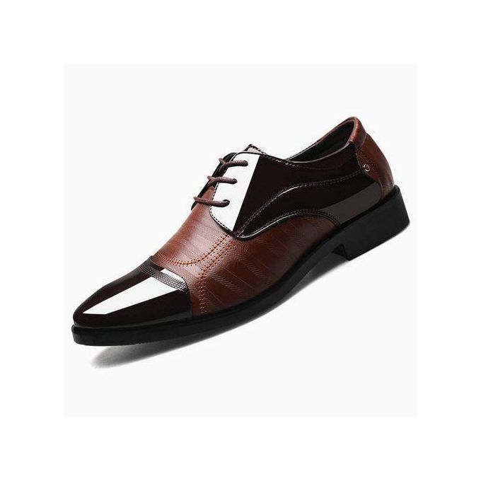 Hommes Formelle Mariage Entreprise Chaussures Lacets Patchwork Couleur Marron
