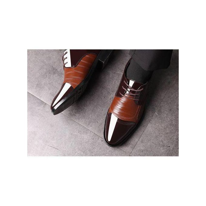 Hommes Formelle Mariage Entreprise Chaussures Lacets Patchwork Couleur Marron