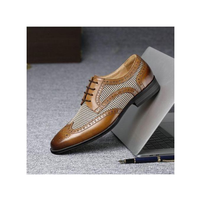 Banagat Hommes Mariage Formel Entreprise Chaussures Lacets Marron